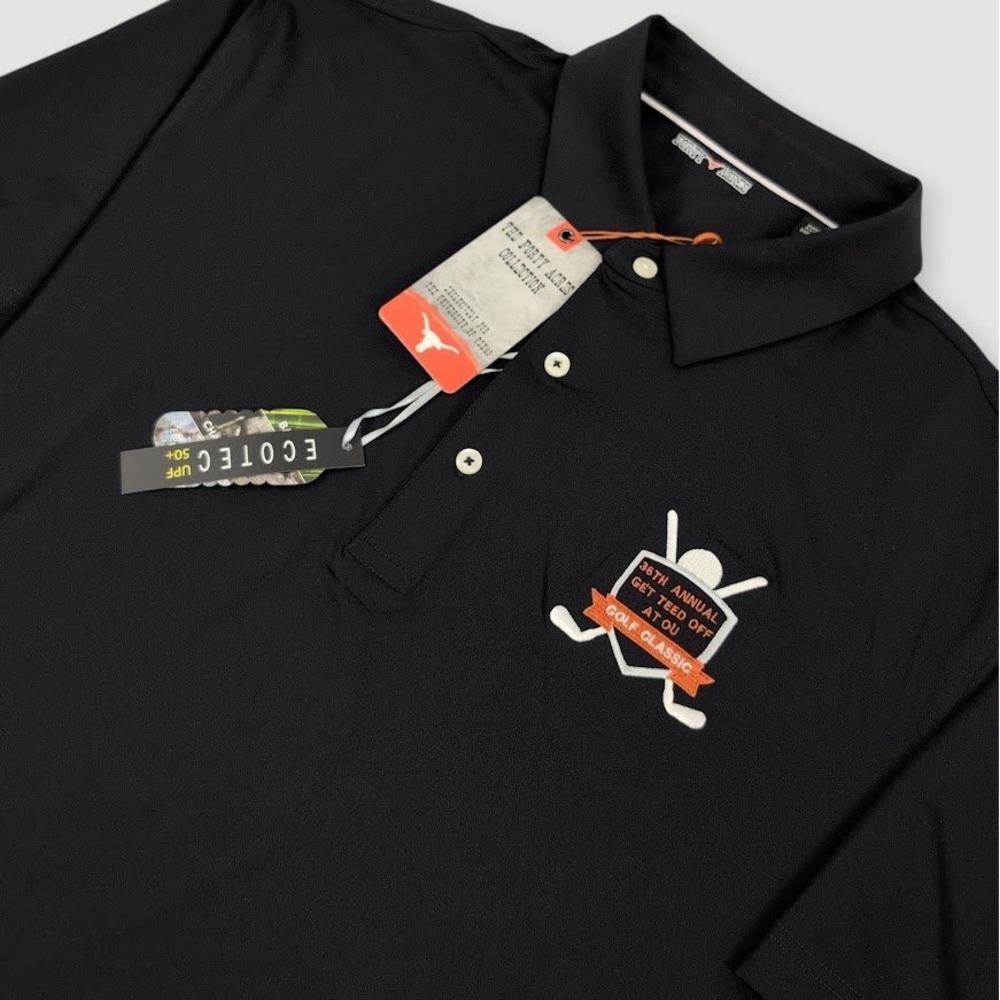 Forty Acres Texas Longhorns Golf Polo Mens Large Black Teed Off At OU Classic‎